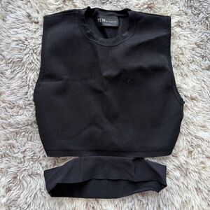 Ten by Babaton Black Tank Top with side cut outs